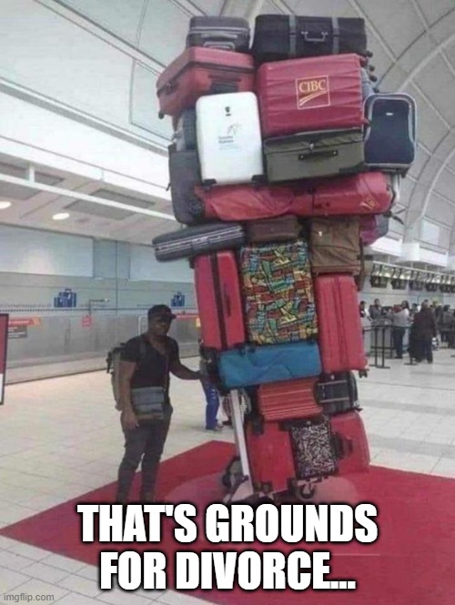 Going Somewhere? | THAT'S GROUNDS FOR DIVORCE... | image tagged in funny,memes | made w/ Imgflip meme maker