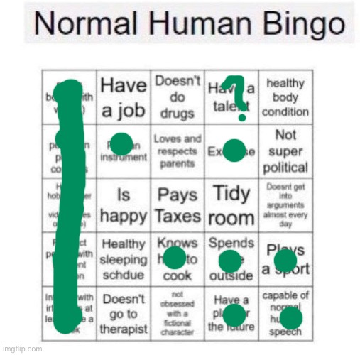 Normal human bingo | image tagged in normal human bingo | made w/ Imgflip meme maker