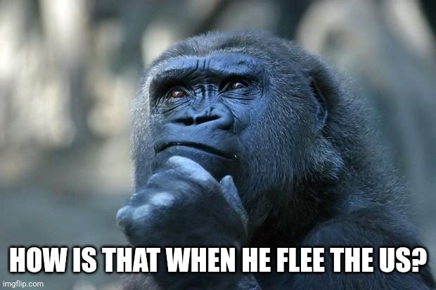 Deep Thoughts | HOW IS THAT WHEN HE FLEE THE US? | image tagged in deep thoughts | made w/ Imgflip meme maker