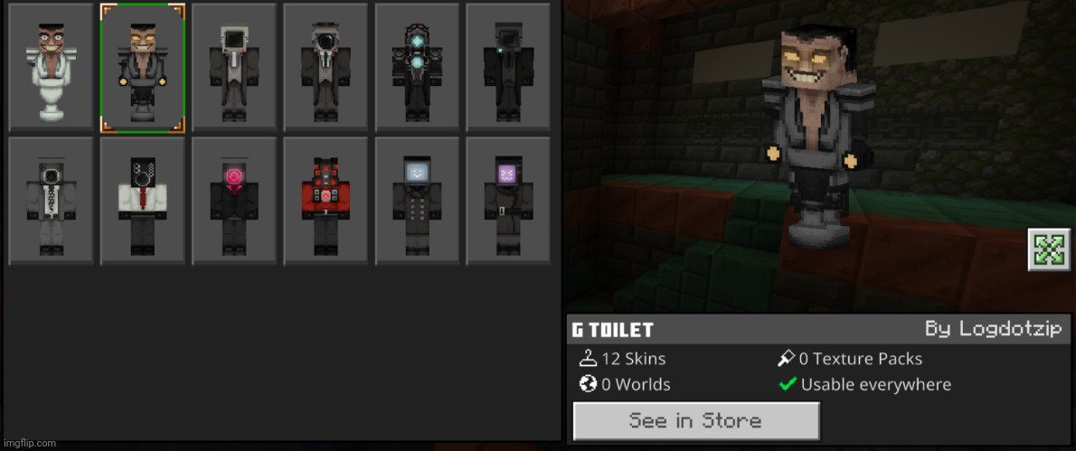 Just got the skibidi toilet skin pack in Minecraft, the skibidi toilet lord is good | made w/ Imgflip meme maker