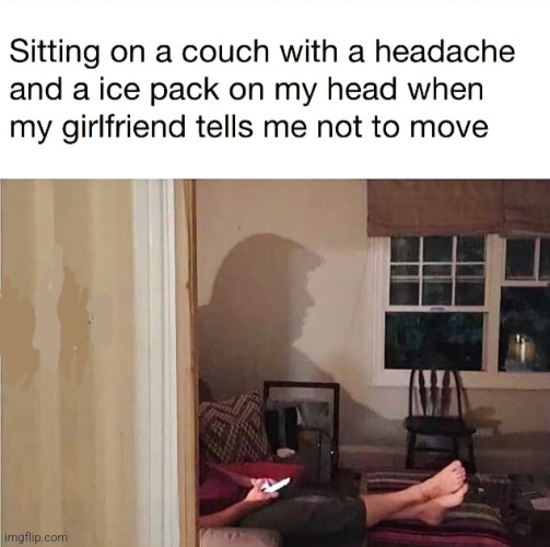 Make Relaxing Great Again | image tagged in donald trump,shadow,headache,ice pack,maga,relaxing | made w/ Imgflip meme maker