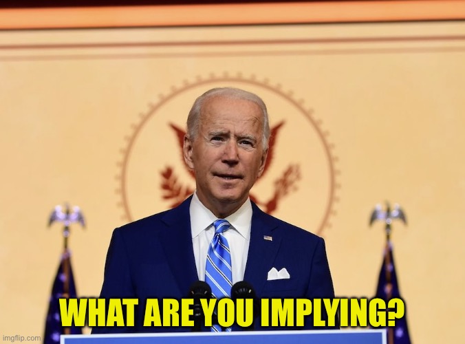 Biden the Elf | WHAT ARE YOU IMPLYING? | image tagged in biden the elf | made w/ Imgflip meme maker