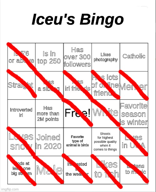 Iceu's Bingo | image tagged in iceu's bingo | made w/ Imgflip meme maker