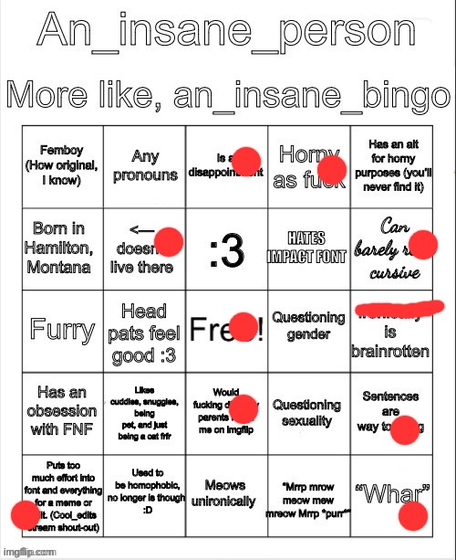 image tagged in an_insane_bingo slight update | made w/ Imgflip meme maker