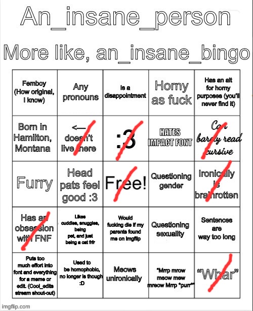 image tagged in an_insane_bingo slight update | made w/ Imgflip meme maker
