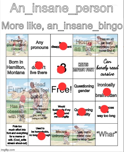 image tagged in an_insane_bingo slight update | made w/ Imgflip meme maker