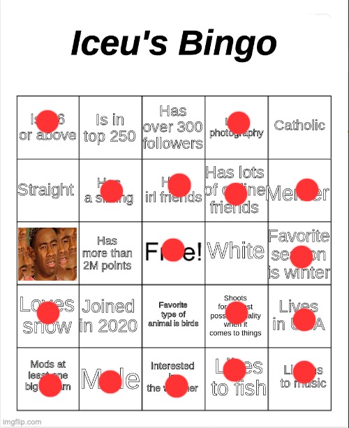 Iceu's Bingo | image tagged in iceu's bingo | made w/ Imgflip meme maker