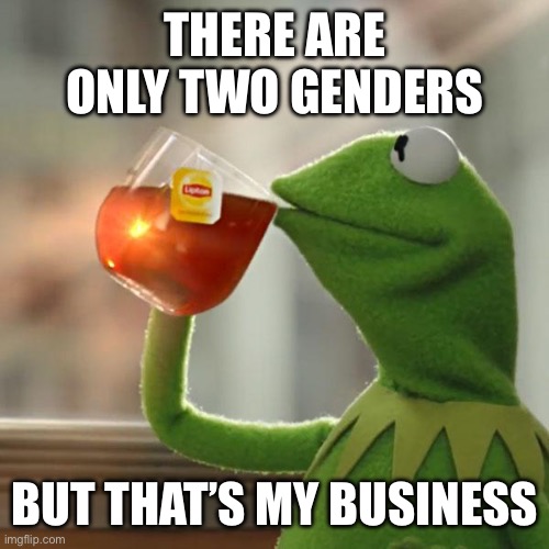 Flip the tables you wierdos | THERE ARE ONLY TWO GENDERS; BUT THAT’S MY BUSINESS | image tagged in memes,but that's none of my business,kermit the frog | made w/ Imgflip meme maker