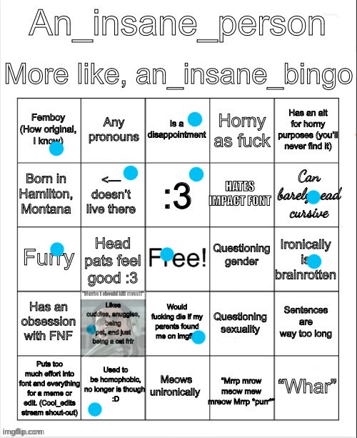 image tagged in an_insane_bingo slight update | made w/ Imgflip meme maker