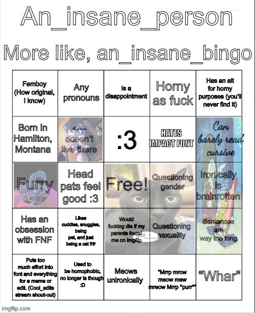 Damn | image tagged in an_insane_bingo slight update | made w/ Imgflip meme maker