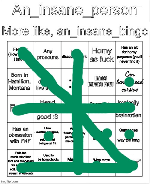 :3 | image tagged in an_insane_bingo slight update | made w/ Imgflip meme maker