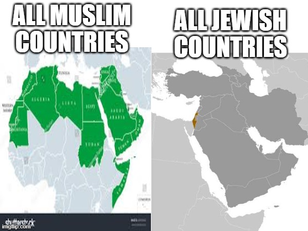 Dont see why they are complaining | ALL JEWISH COUNTRIES; ALL MUSLIM COUNTRIES | image tagged in memes | made w/ Imgflip meme maker