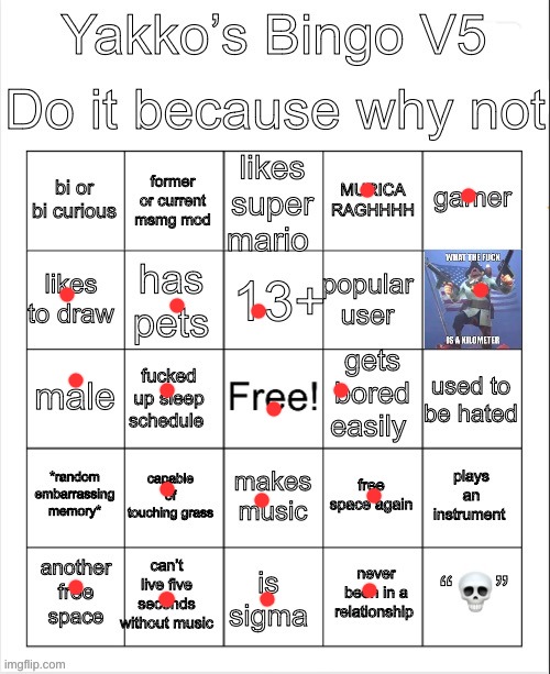 Yakko’s Bingo V5 | image tagged in yakko s bingo v5 | made w/ Imgflip meme maker