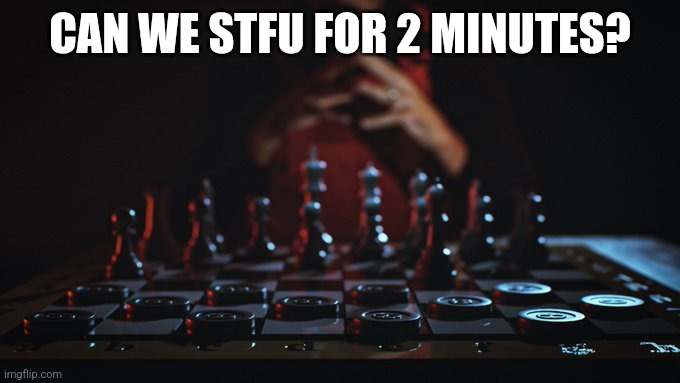 Stfu | CAN WE STFU FOR 2 MINUTES? | image tagged in chess,memes,stfu,msmg,bruh | made w/ Imgflip meme maker