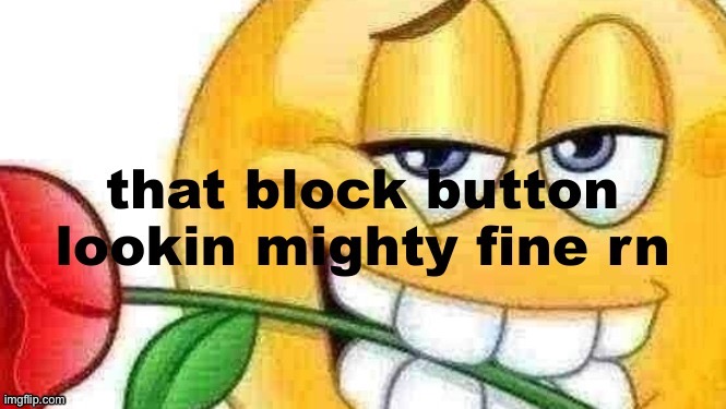 that block button lookin mighty fine rn | image tagged in that block button lookin mighty fine rn | made w/ Imgflip meme maker