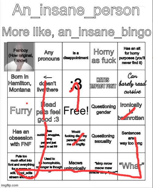 An_insane_bingo (slight update) | image tagged in an_insane_bingo slight update | made w/ Imgflip meme maker