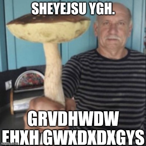 Agscg uu dbgfc ynthrbefwe! | SHEYEJSU YGH. GRVDHWDW EHXH GWXDXDXGYS | image tagged in have a fungus | made w/ Imgflip meme maker