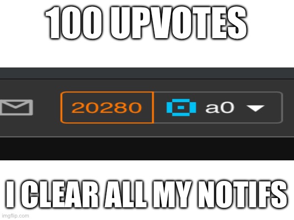 insert text | 100 UPVOTES; I CLEAR ALL MY NOTIFS | image tagged in i forgor | made w/ Imgflip meme maker