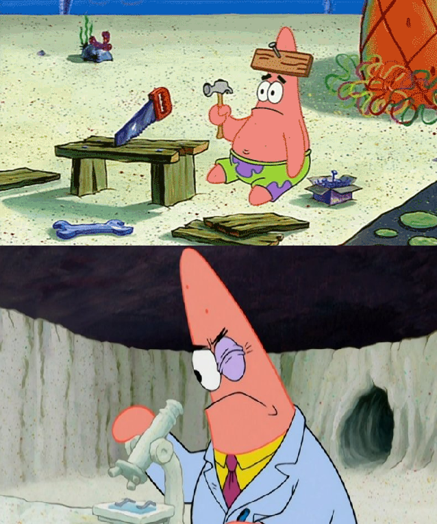 Patrick dumb vs Patrick smart Blank Meme Template