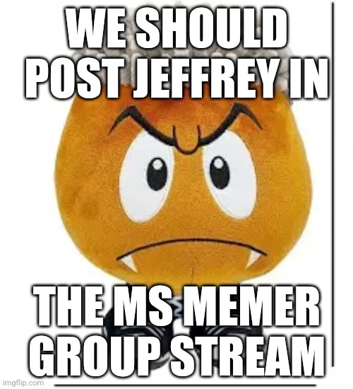 Mc would love it | WE SHOULD POST JEFFREY IN; THE MS MEMER GROUP STREAM | image tagged in ken carson goomba | made w/ Imgflip meme maker