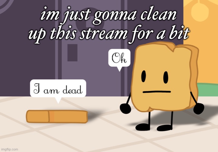 woody bfdi i am dead | im just gonna clean up this stream for a bit | image tagged in woody bfdi i am dead | made w/ Imgflip meme maker