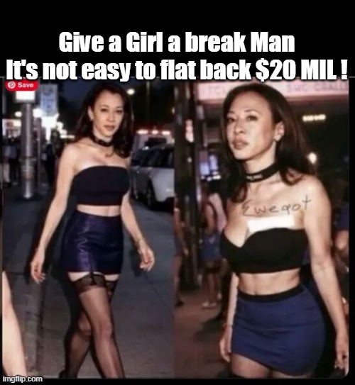 Give a Girl a break Man
It's not easy to flat back $20 MIL ! | made w/ Imgflip meme maker