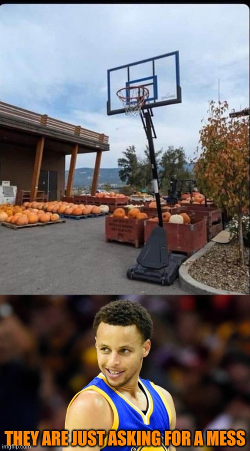 TIME FOR SOME PUMPKIN BALL | THEY ARE JUST ASKING FOR A MESS | image tagged in steph curry,memes,pumpkins,basketball | made w/ Imgflip meme maker