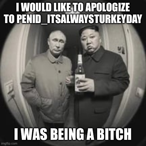 I was being stupid | I WOULD LIKE TO APOLOGIZE TO PENID_ITSALWAYSTURKEYDAY; I WAS BEING A BITCH | image tagged in what are we calling this template | made w/ Imgflip meme maker