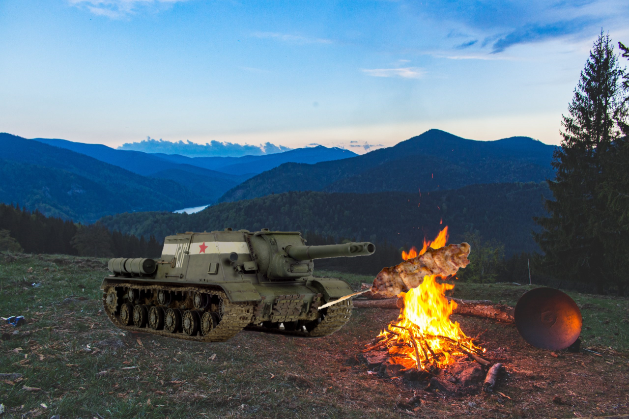 Camping Tank Destroyer Blank Meme Template