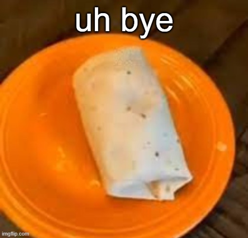 JimmyHere Burrito | uh bye | image tagged in jimmyhere burrito | made w/ Imgflip meme maker