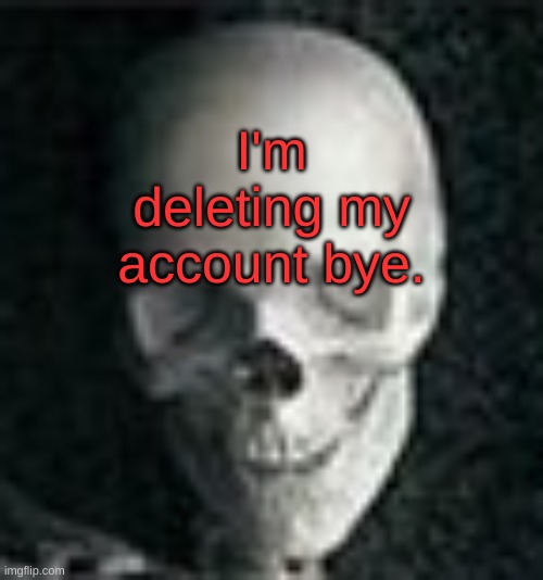 Skull | I'm deleting my account bye. | image tagged in skull | made w/ Imgflip meme maker