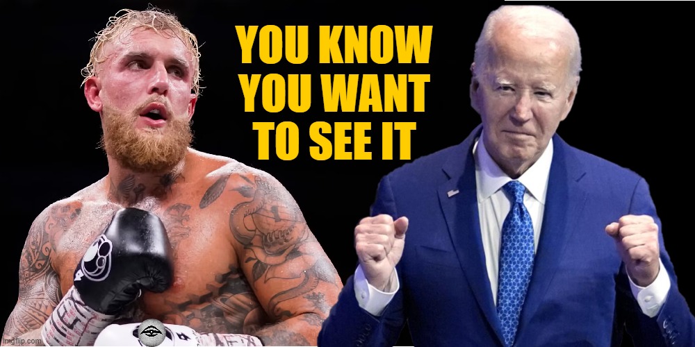 YOU KNOW YOU WANT TO SEE IT | image tagged in jake paul,biden,boxing | made w/ Imgflip meme maker