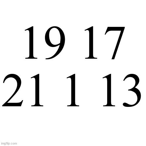 Transparent Letter Square [Fix] | 19 17 21 1 13 | image tagged in translate the numbers into letters | made w/ Imgflip meme maker