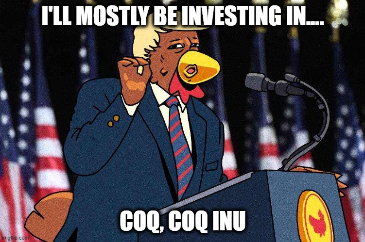 TrumpCOQ | I'LL MOSTLY BE INVESTING IN.... COQ, COQ INU | image tagged in coqinu trump,coq inu,trump,investing,coq,meme | made w/ Imgflip meme maker