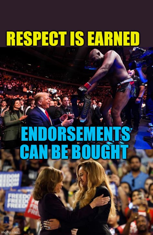 President Trump receives Championship Belt ringside | RESPECT IS EARNED; ENDORSEMENTS CAN BE BOUGHT | image tagged in gifs,president trump,respect,maga | made w/ Imgflip meme maker