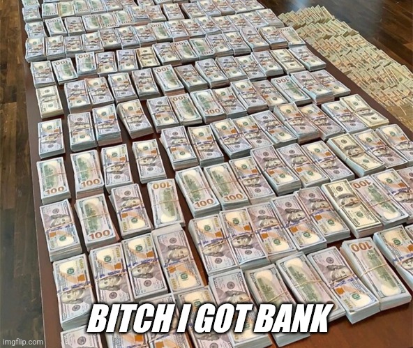 Reminds me of what a friend said | BITCH I GOT BANK | image tagged in reminds me of what a friend said,bitch,got,bank,look | made w/ Imgflip meme maker