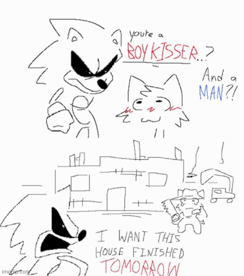 Sonic.EXE meets a Boykisser | image tagged in sonic exe meets a boykisser | made w/ Imgflip meme maker