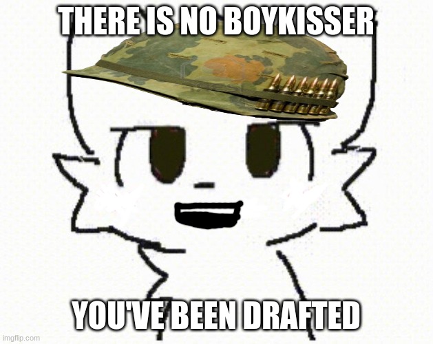 you like kissing boys | THERE IS NO BOYKISSER; YOU'VE BEEN DRAFTED | image tagged in you like kissing boys | made w/ Imgflip meme maker