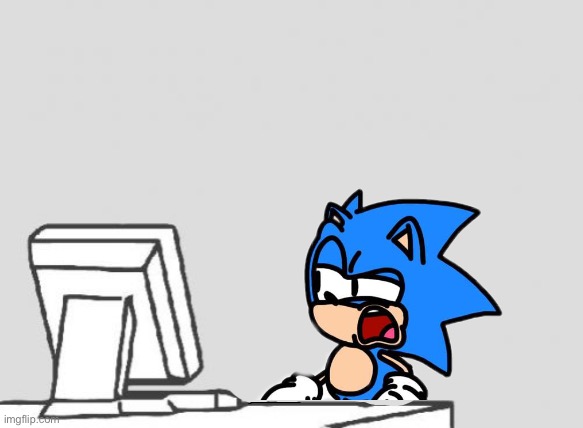 sonic looking at computer | image tagged in sonic looking at computer | made w/ Imgflip meme maker