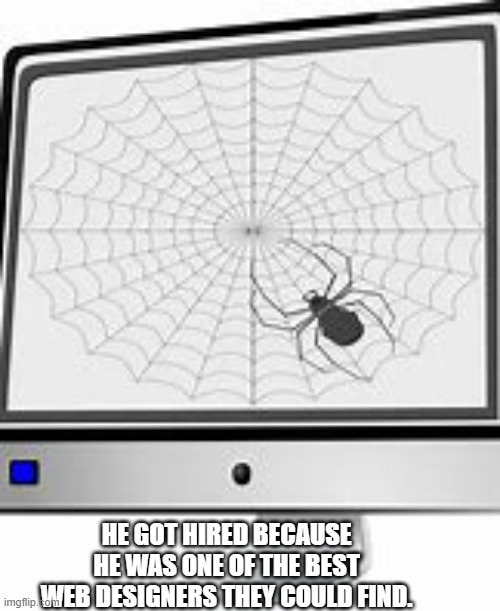 memes by Brad - He was the best web designer they could find - humor - | HE GOT HIRED BECAUSE HE WAS ONE OF THE BEST WEB DESIGNERS THEY COULD FIND. | image tagged in funny,gaming,computers,designer,web,humor | made w/ Imgflip meme maker