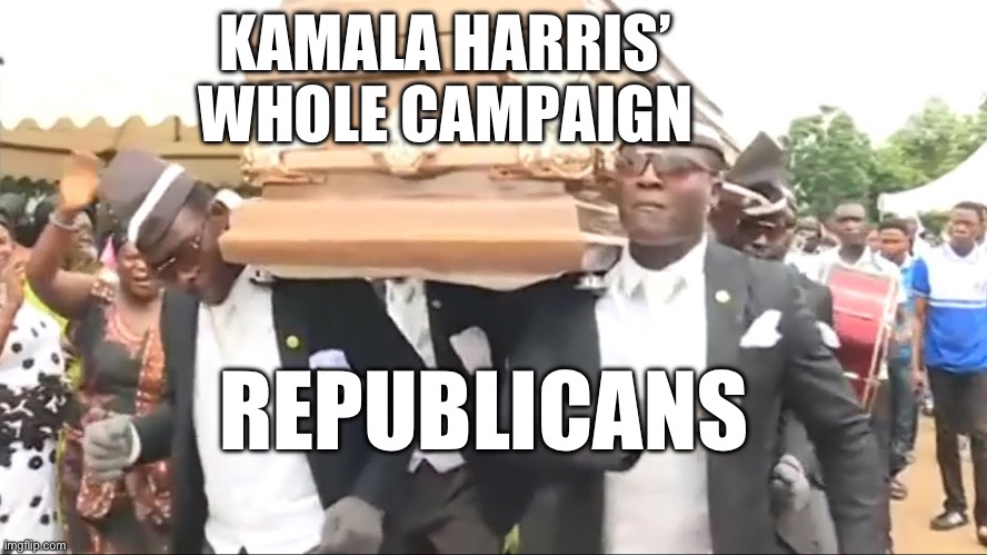 *Astronomia intensifies* | KAMALA HARRIS’ WHOLE CAMPAIGN; REPUBLICANS | image tagged in coffin dance,astronomia,kamala harris,joe biden,tim walz,democrats | made w/ Imgflip meme maker