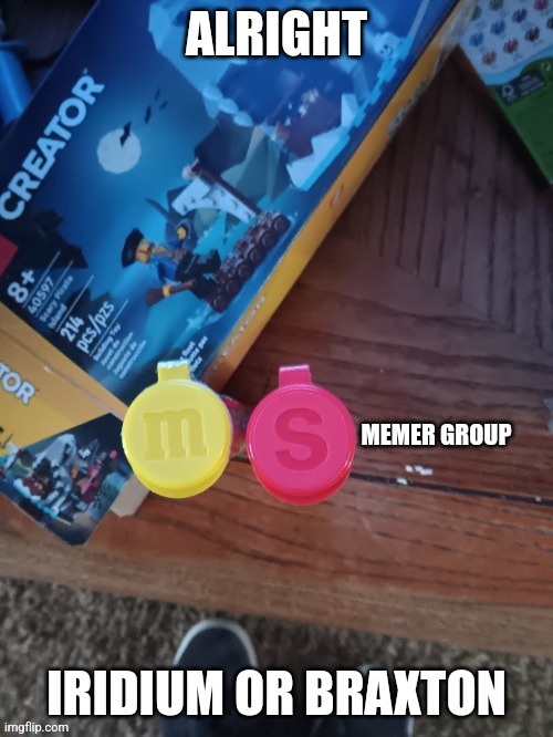 Groom wars | ALRIGHT; IRIDIUM OR BRAXTON | image tagged in thebest66 msmg | made w/ Imgflip meme maker