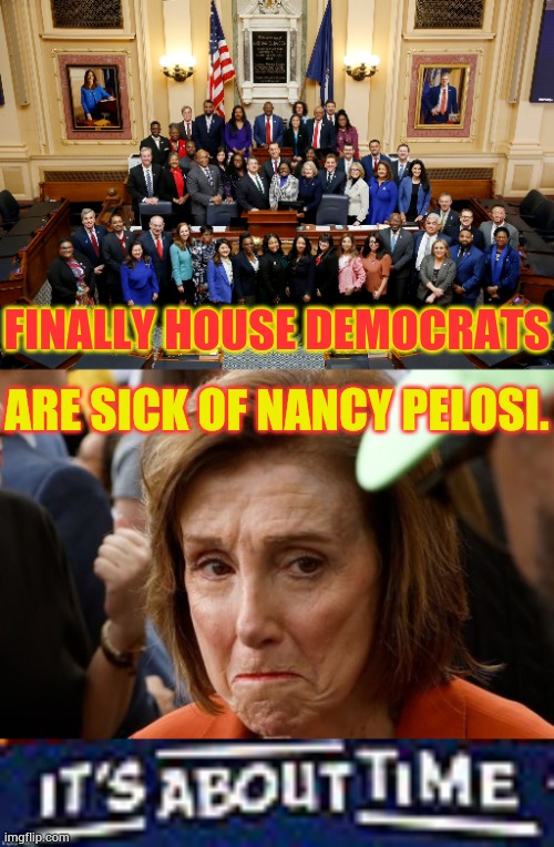 It's About Time | FINALLY HOUSE DEMOCRATS; ARE SICK OF NANCY PELOSI. | image tagged in it s about time,democrats,sick,nancy pelosi,politics,memes | made w/ Imgflip meme maker