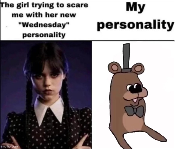 The girl trying to scare me with her new Wednesday personality | image tagged in the girl trying to scare me with her new wednesday personality | made w/ Imgflip meme maker