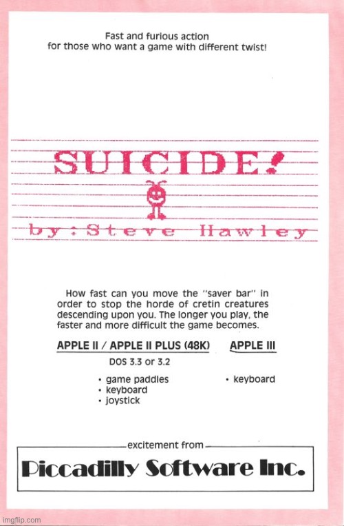 Apple 2 hangs at startup | image tagged in suicide game | made w/ Imgflip meme maker