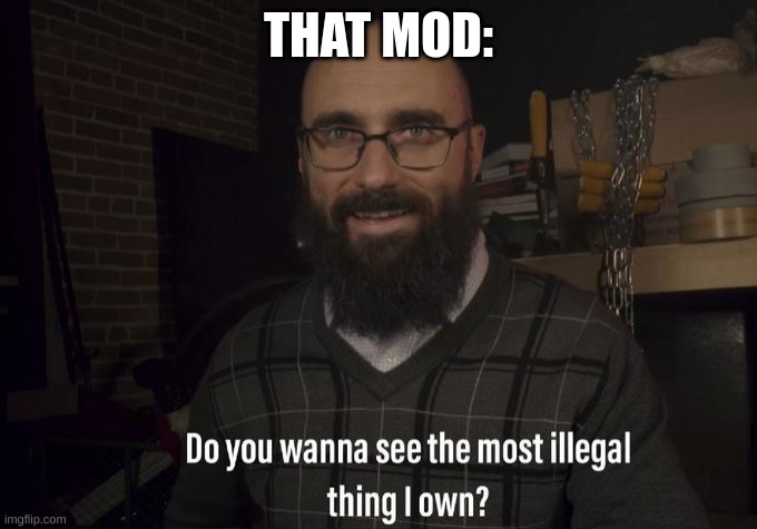 Do you want to see the most illegal thing I own? | THAT MOD: | image tagged in do you want to see the most illegal thing i own | made w/ Imgflip meme maker