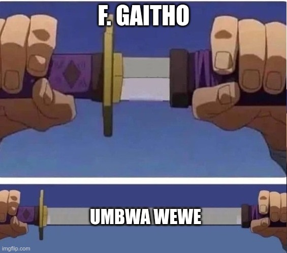 sword | F. GAITHO; UMBWA WEWE | image tagged in sword | made w/ Imgflip meme maker