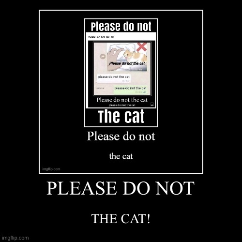 PLEASE DO NOT | THE CAT! | image tagged in funny,demotivationals | made w/ Imgflip demotivational maker