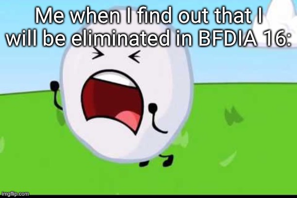 BFDI Snowball NOOOOO | Me when I find out that I will be eliminated in BFDIA 16: | image tagged in bfdi snowball nooooo | made w/ Imgflip meme maker