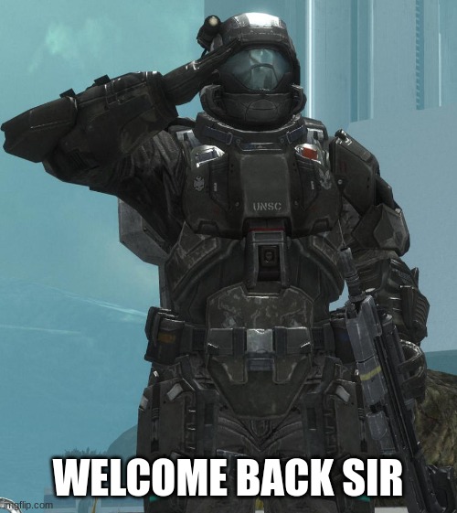 ODST salute | WELCOME BACK SIR | image tagged in odst salute | made w/ Imgflip meme maker